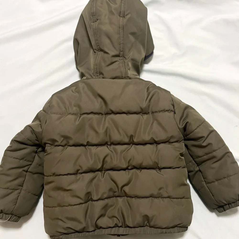 OshKosh B'gosh Olive Puffer Jacket with Brown Lining
